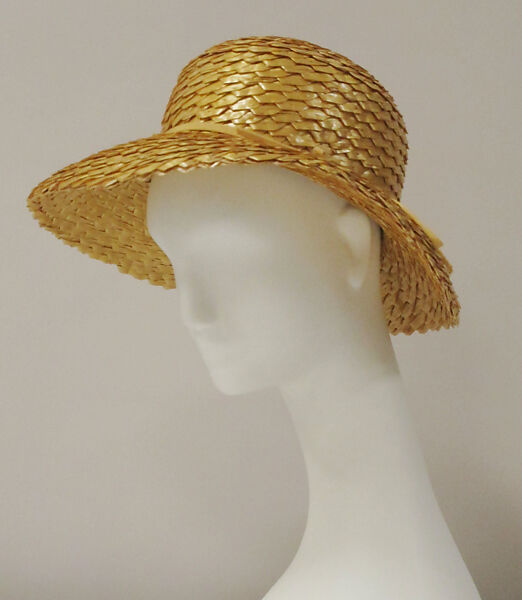 Hat, House of Balenciaga (French, founded 1937), straw, silk, metal, French 