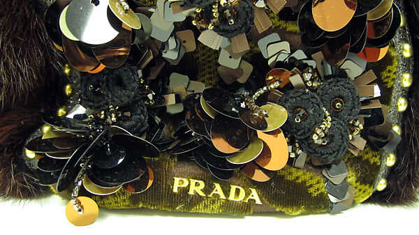 Ensemble, Prada (Italian, founded 1913), (a) leather, synthetic; (b) synthetic; (c, d) leather, synthetic, metal; (e) fur, leather, silk, synthetic, metal, Italian