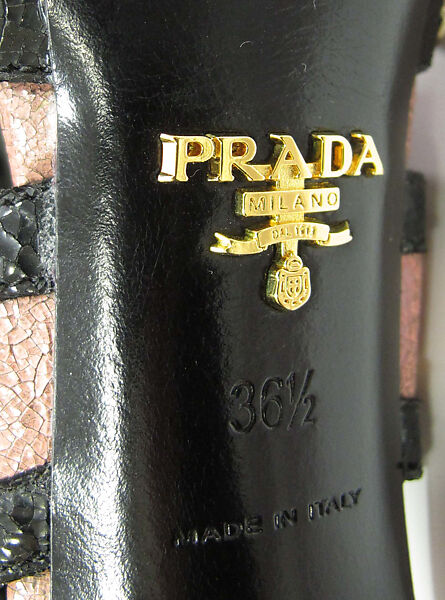 Ensemble, Prada (Italian, founded 1913), (a) leather, synthetic; (b) synthetic; (c, d) leather, synthetic, metal; (e) fur, leather, silk, synthetic, metal, Italian