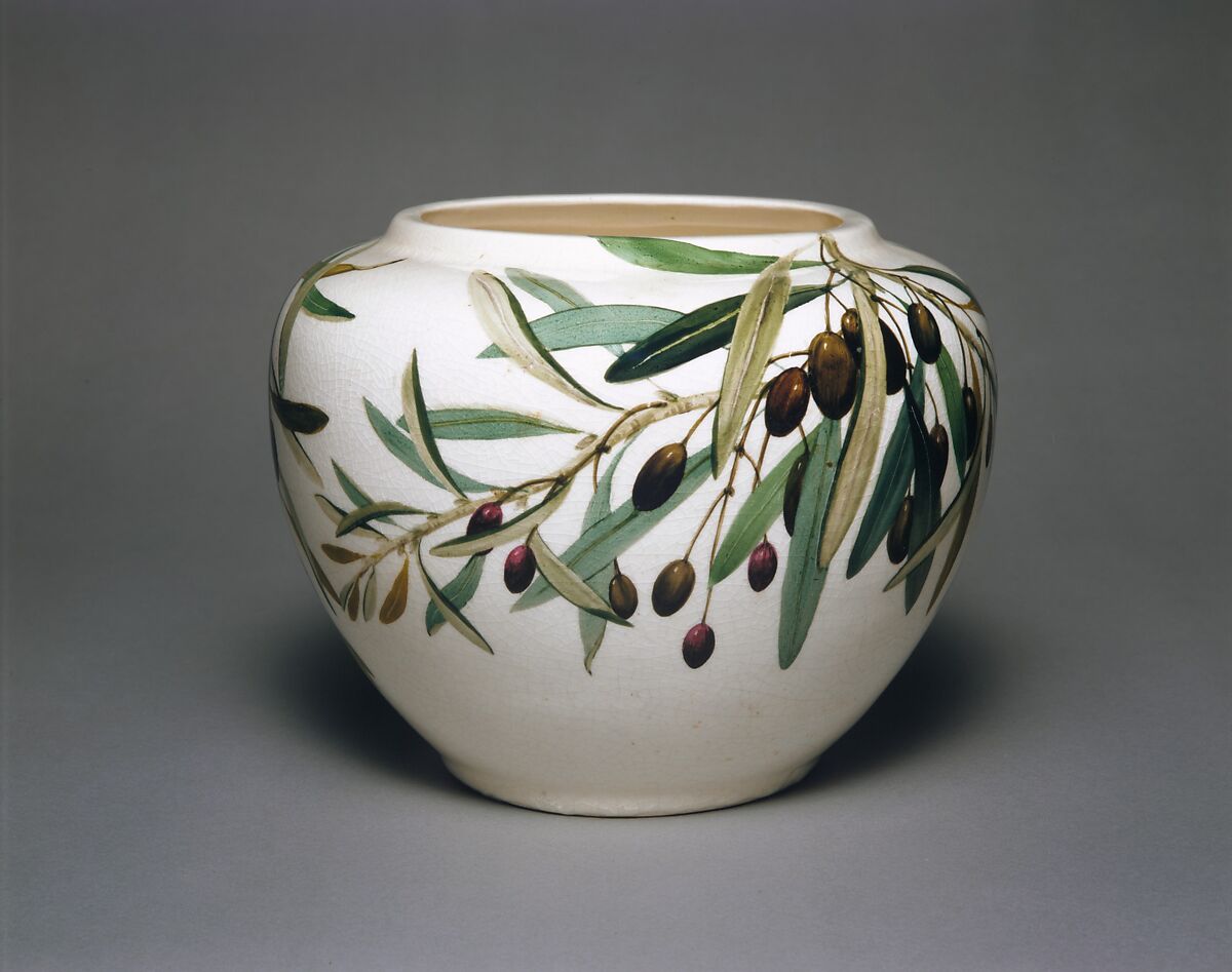 Vase, Celia Laighton Thaxter (American, Portsmouth, New Hampshire 1835–1894 Isle of Shoals, New Hampshire), Glazed and painted earthenware, American