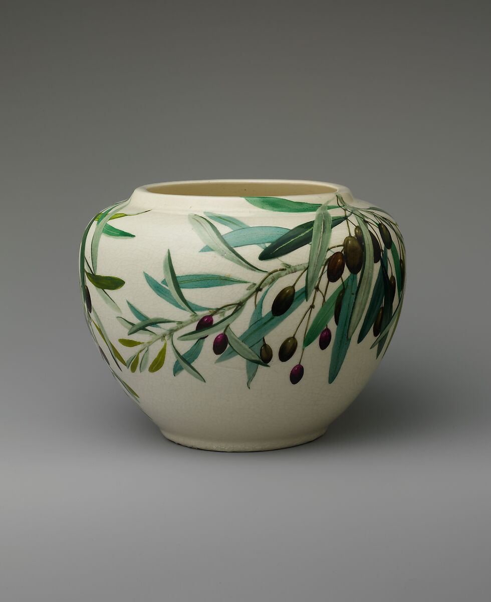 Vase, Celia Laighton Thaxter (American, Portsmouth, New Hampshire 1835–1894 Isle of Shoals, New Hampshire), Glazed and painted earthenware, American 