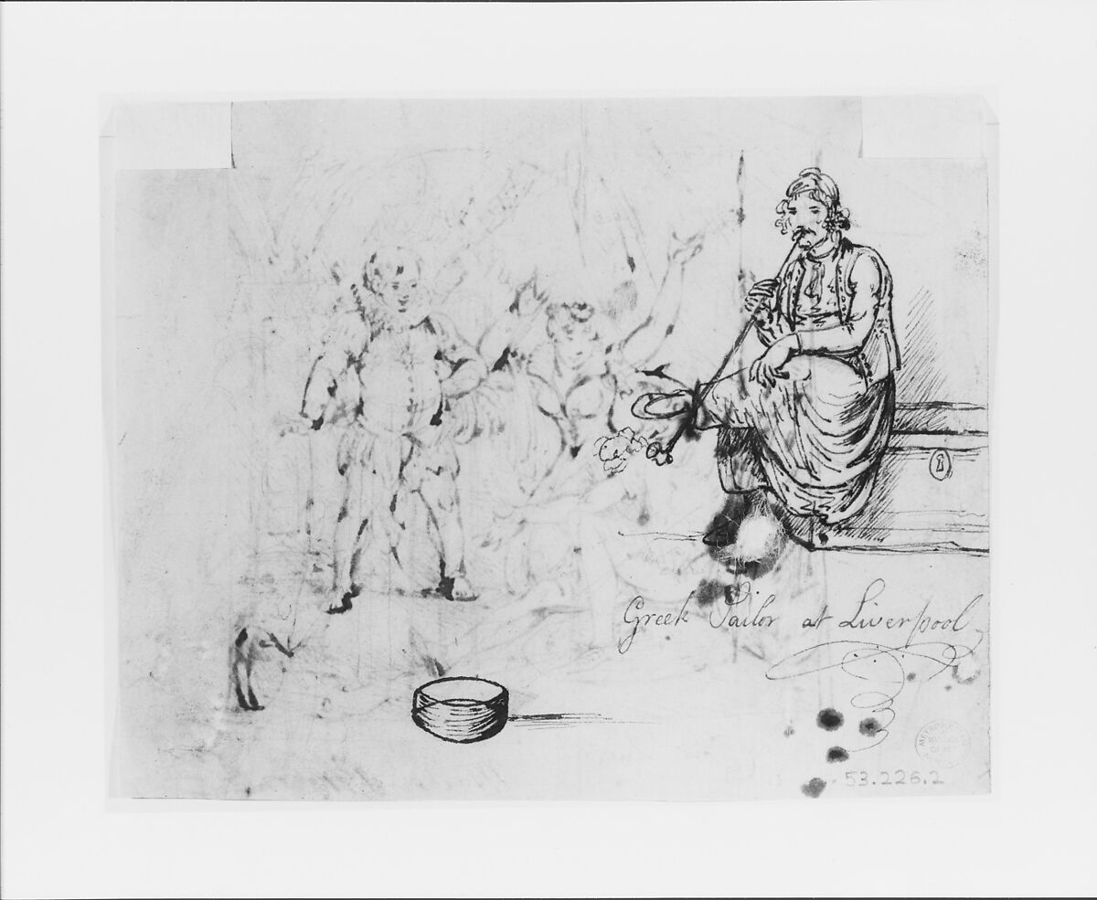 Greek Sailor at Liverpool, Mather Brown (American, Boston, Massachusetts 1761–1831 London), Pen and iron-gall ink and graphite on off-white wove paper, American