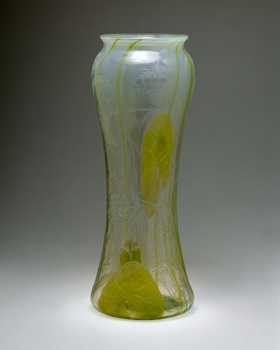 Vase, Probably cut by Fredolin Kreischmann (1845–1898), Blown glass, cut and engraved, American