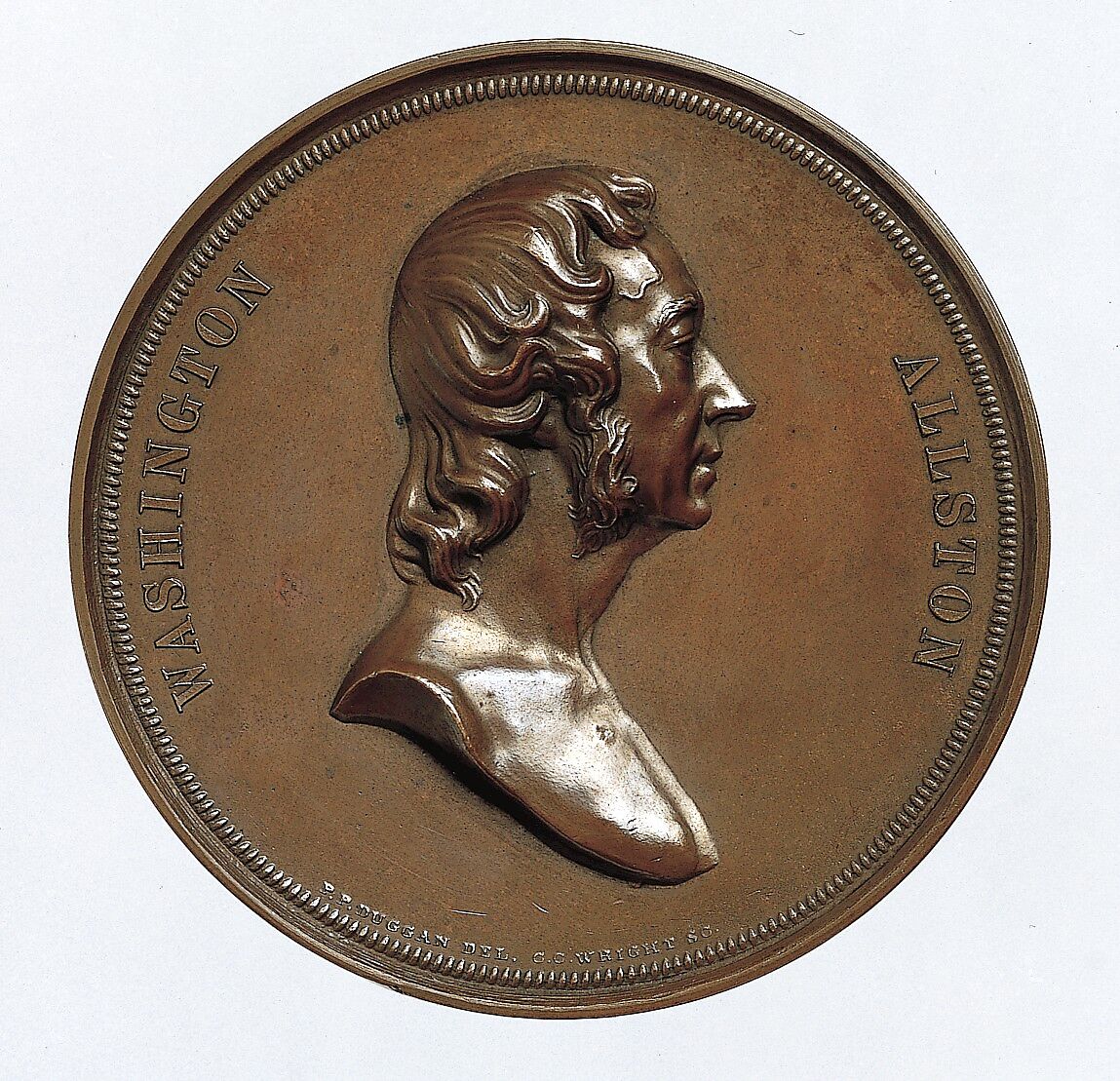 Washington Allston, Designed by Peter Paul Duggan (American (born Ireland), 1810–1861 Paris), Bronze, American