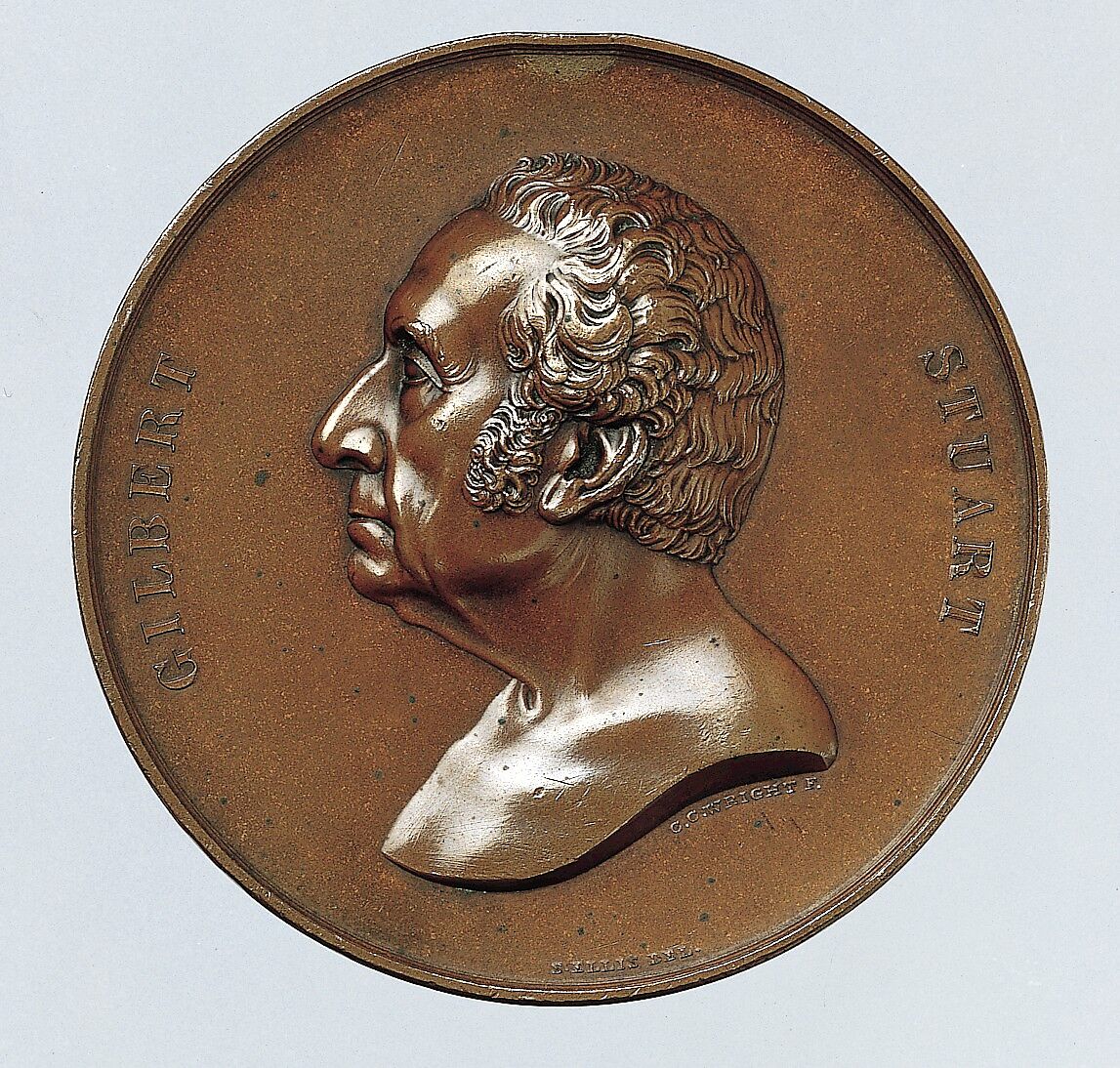 Gilbert Stuart, Obverse designed and modeled by Salathiel Ellis (1803–1879), Bronze, American