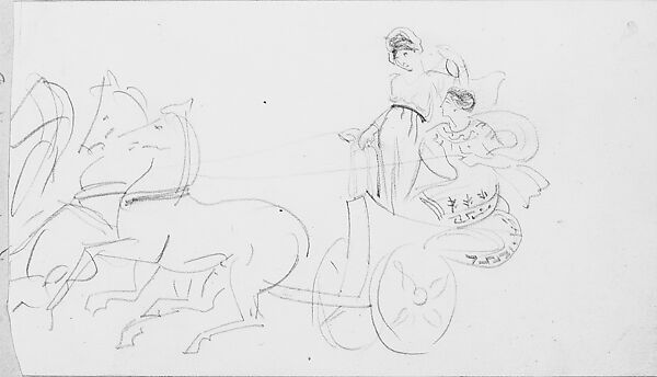 Chariot (from Scrapbook), John Singer Sargent (American, Florence 1856–1925 London), Graphite on off-white wove paper, American 