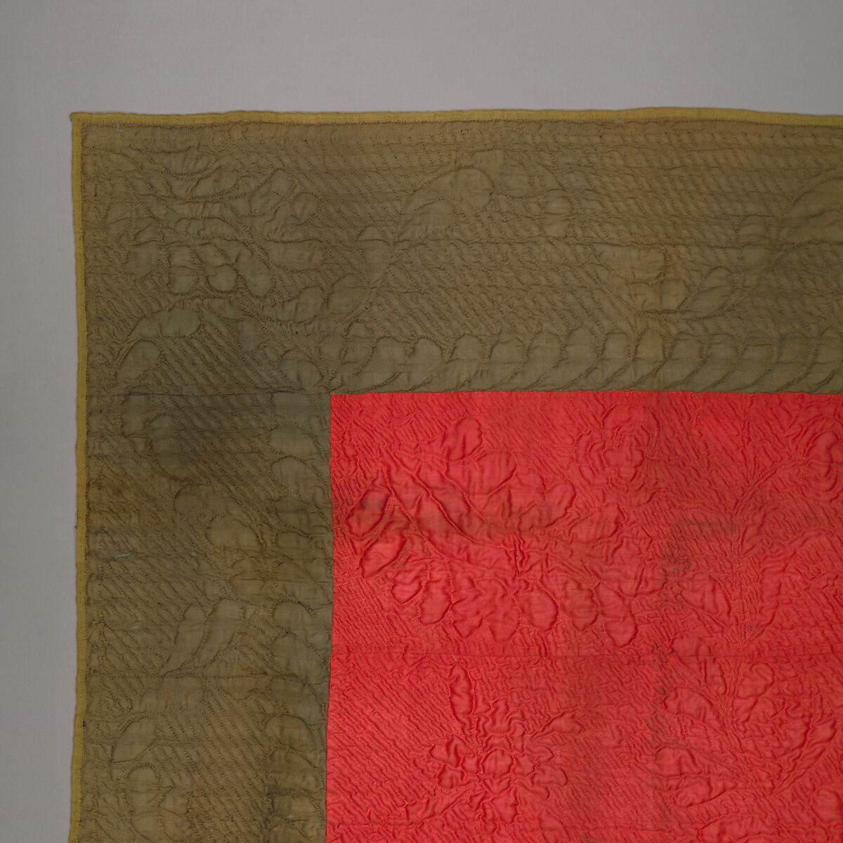 Quilt, calamanco, Wool, American