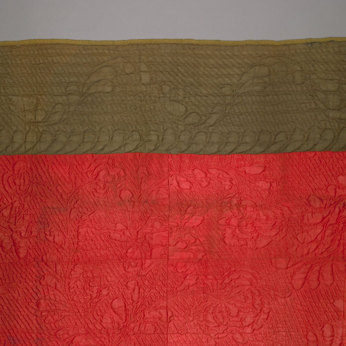 Quilt, calamanco, Wool, American