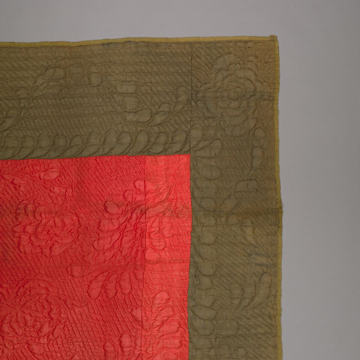 Quilt, calamanco, Wool, American