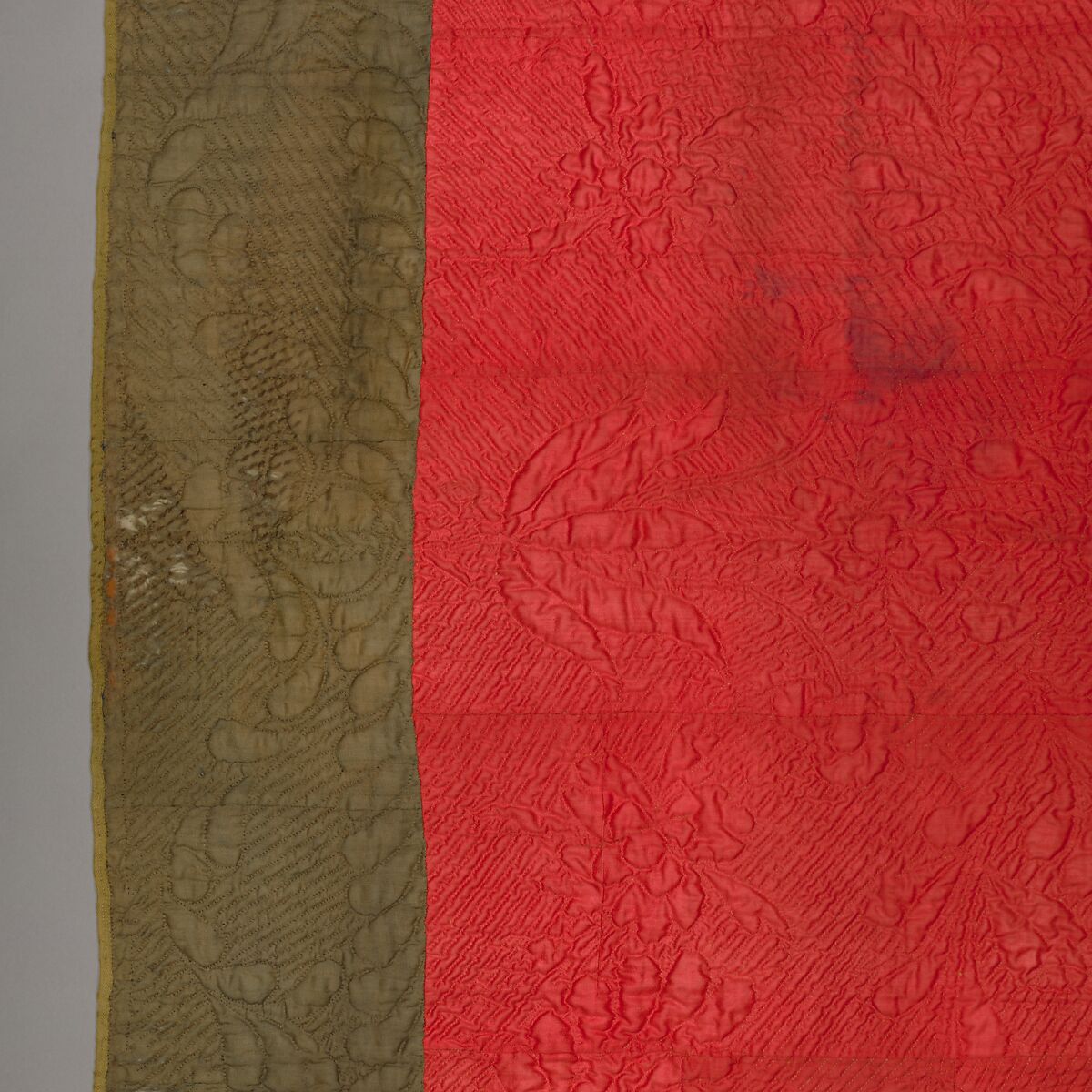 Quilt, calamanco, Wool, American