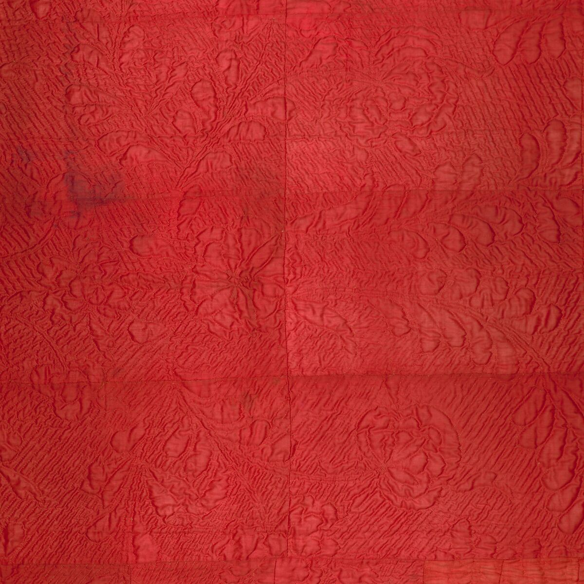 Quilt, calamanco, Wool, American