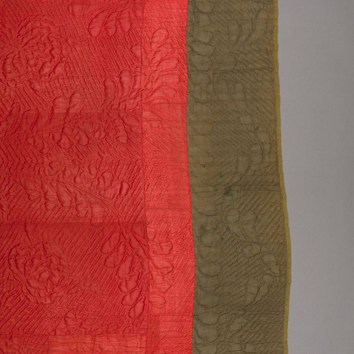 Quilt, calamanco, Wool, American