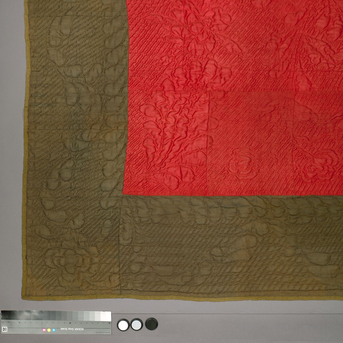 Quilt, calamanco, Wool, American