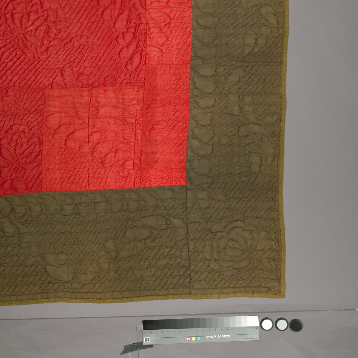 Quilt, calamanco, Wool, American