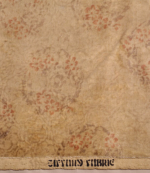 Printed velvet, Designed by Louis C. Tiffany (American, New York 1848–1933 New York), Silk and cotton, printed, American