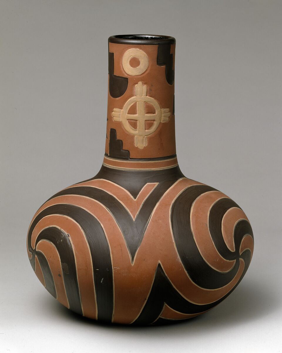 Vase, Clifton Art Pottery (1905–11), Red earthenware, American 