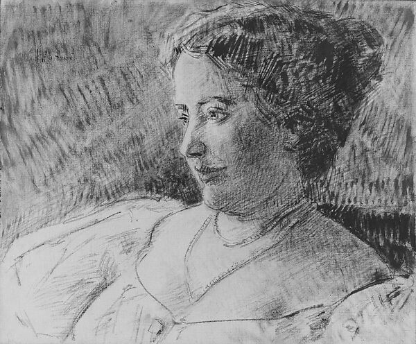 Study for Portrait of Mrs. Anna E. Little, Childe Hassam (American, Dorchester, Massachusetts 1859–1935 East Hampton, New York), Conté crayon on canvas, American 