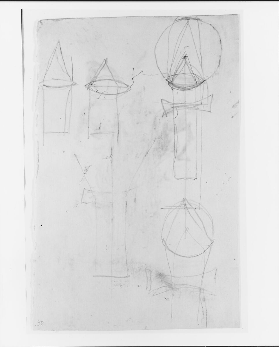 Architectual (?) Sketches (from Sketchbook), James McNeill Whistler (American, Lowell, Massachusetts 1834–1903 London), Graphite on off-white wove paper, American 