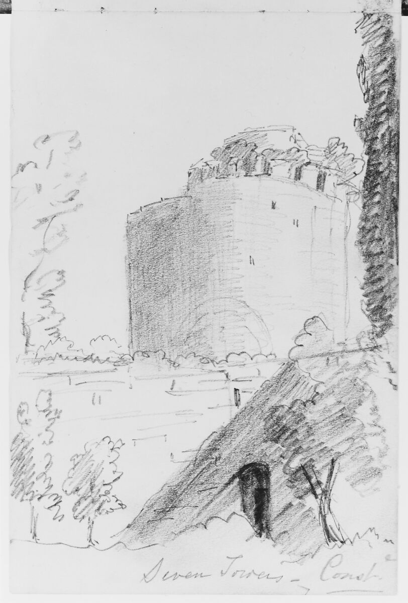 Seven Towers (from Sketchbook), Mary Newbold Sargent (1826–1906), Graphite on paper, American 
