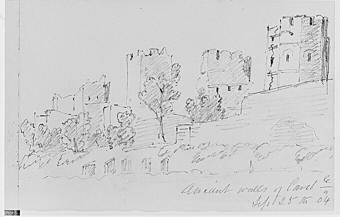 Ancient Walls, 1904 (from Sketchbook), Mary Newbold Sargent (1826–1906), Graphite on paper, American 