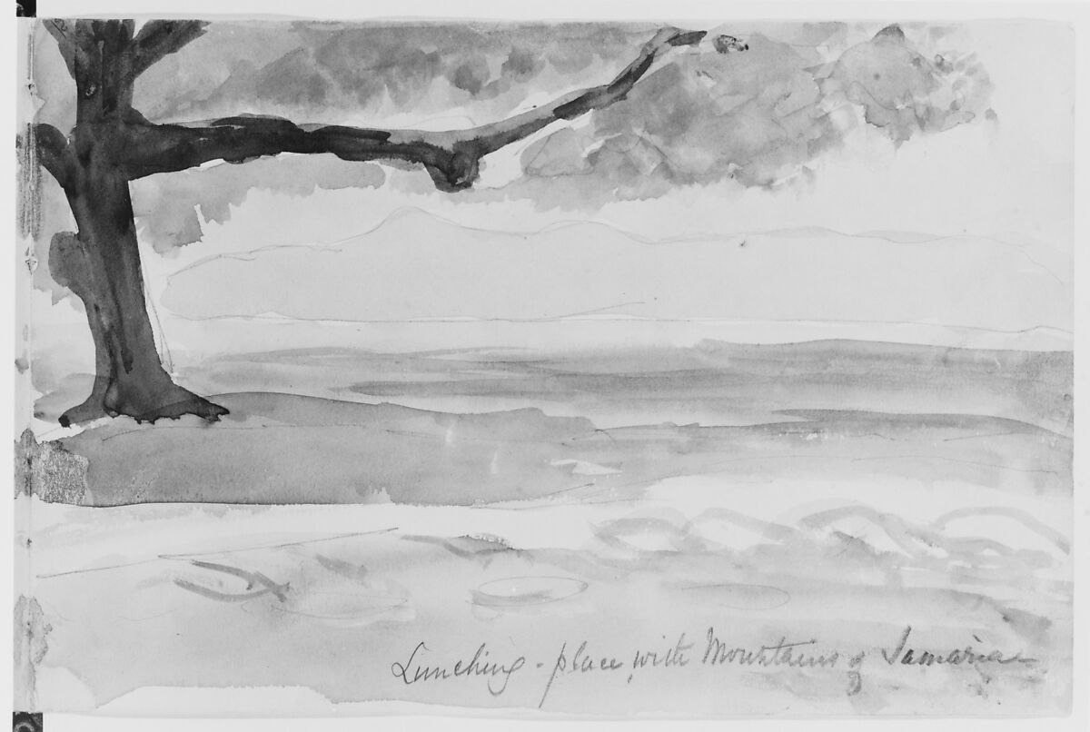 Landscape with Mountains of Samaria, 1904 (from Sketchbook), Mary Newbold Sargent (1826–1906), Graphite and watercolor on paper, American 