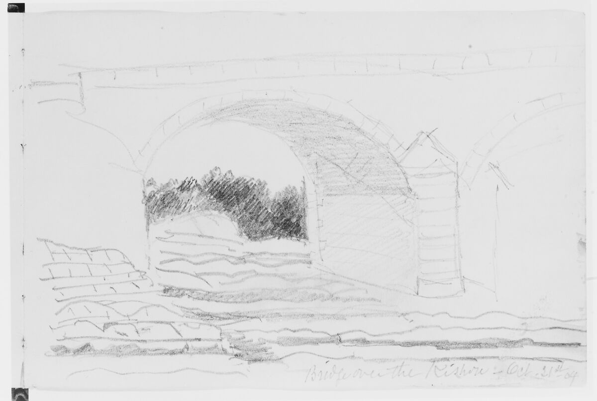 Bridge Over the Kishore, 1904 (from Sketchbook), Mary Newbold Sargent (1826–1906), Graphite on paper, American 