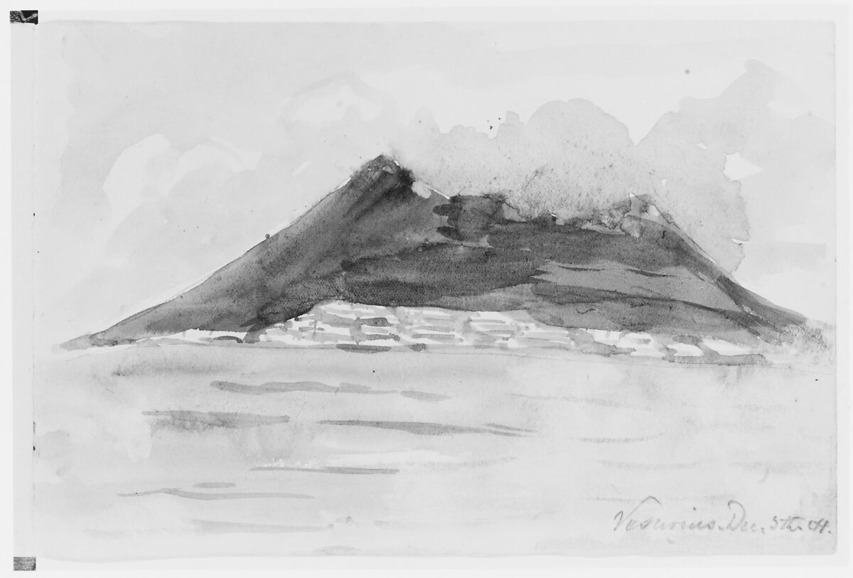 Vesuvius, Mary Newbold Sargent (1826–1906), Watercolor and graphite on toned wove paper, American 