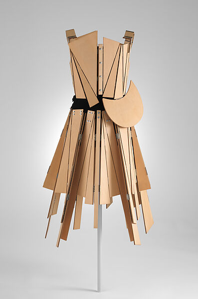 Dress, Yohji Yamamoto (Japanese, born Tokyo, 1943), wood, wool, cotton, metal, Japanese
