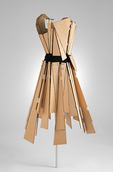 Dress, Yohji Yamamoto (Japanese, born Tokyo, 1943), wood, wool, cotton, metal, Japanese