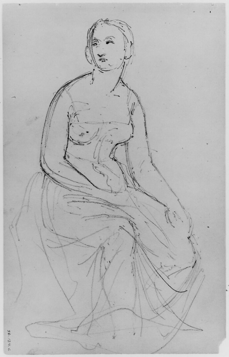 Portrait of a Woman (from Sketchbook), Daniel Huntington (American, New York 1816–1906 New York), Graphite on paper, American 