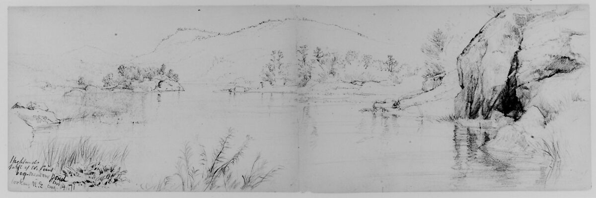 Bog Meadow Pond, West Point, 1871 (from Sketchbook), Daniel Huntington (American, New York 1816–1906 New York), Graphite on paper, American 