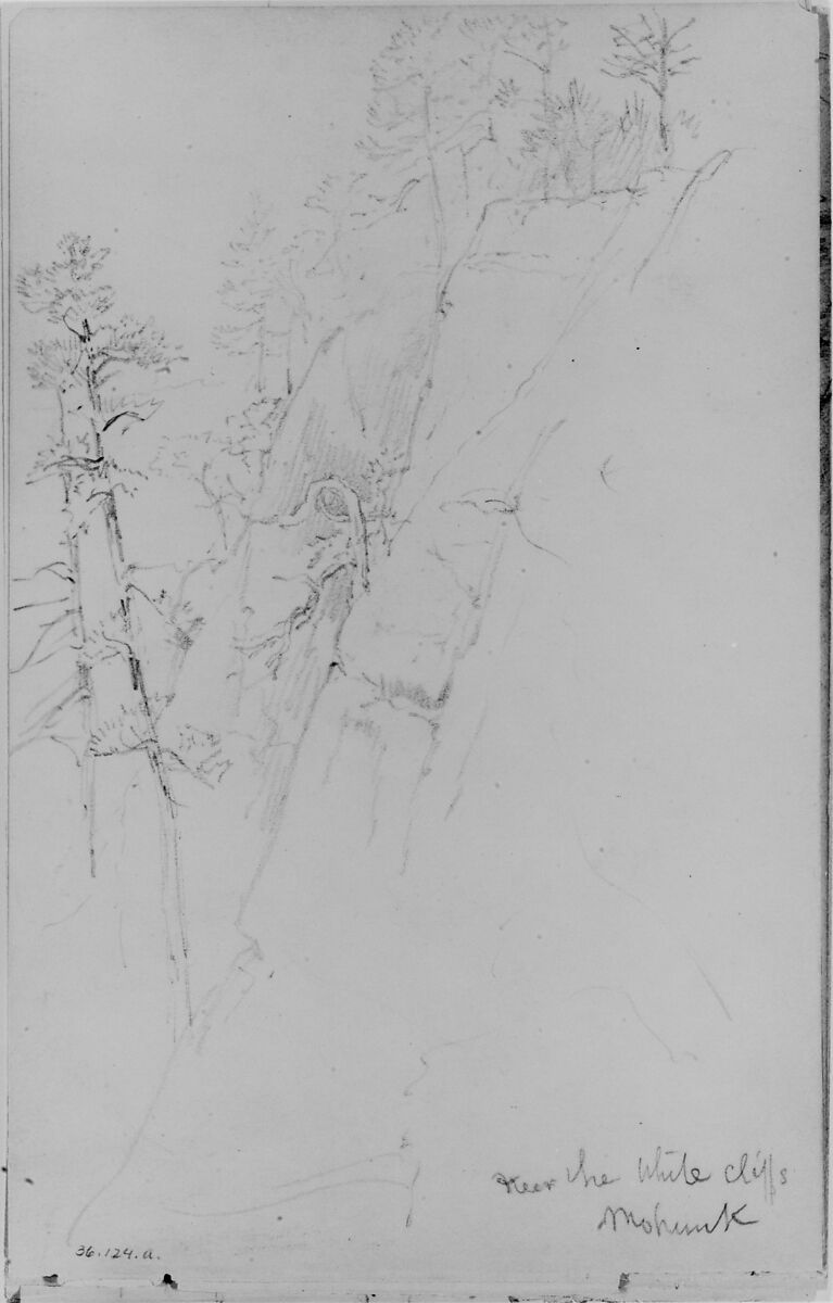 Near the White Cliffs, Mohonk  (from Sketchbook), Daniel Huntington (American, New York 1816–1906 New York), Graphite on paper, American 