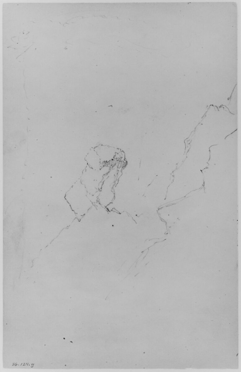 Rock Study (from Sketchbook), Daniel Huntington (American, New York 1816–1906 New York), Graphite on paper, American 