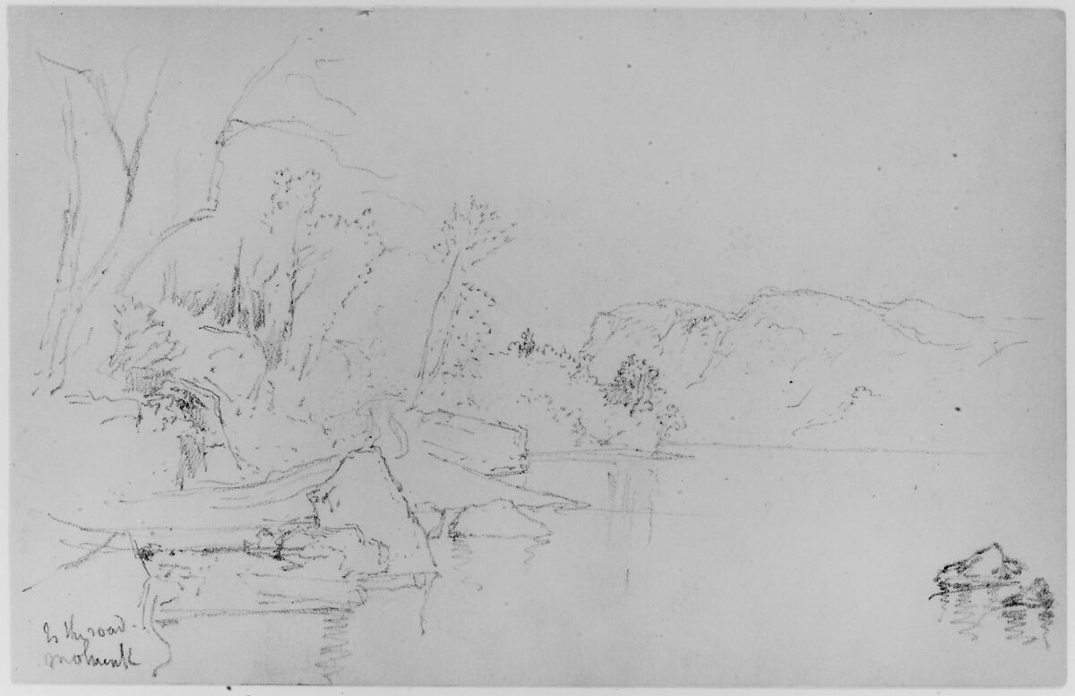 Study of Lake and Shore, Mohonk, 1871 (from Sketchbook), Daniel Huntington (American, New York 1816–1906 New York), Graphite on paper, American 
