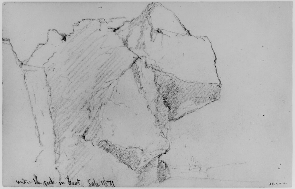 Rock Study, 1871 (from Sketchbook), Daniel Huntington (American, New York 1816–1906 New York), Graphite on paper, American 