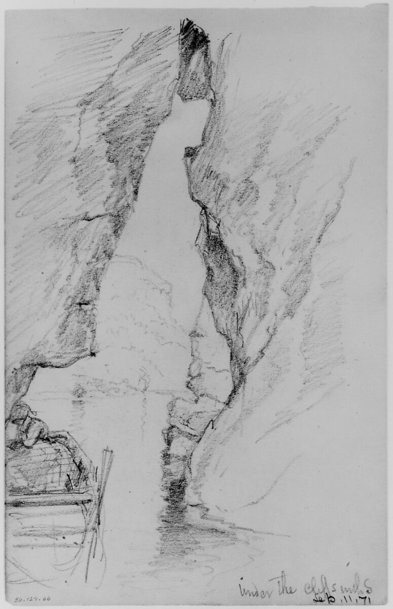 Under the Cliffs, 1871 (from Sketchbook), Daniel Huntington (American, New York 1816–1906 New York), Graphite on paper, American 