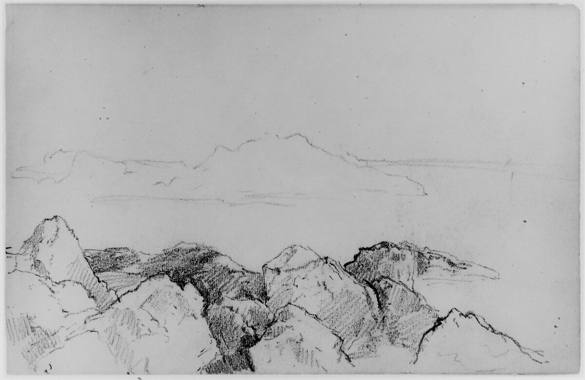 Study of Bay and Shore (from Sketchbook), Daniel Huntington (American, New York 1816–1906 New York), Graphite on paper, American 