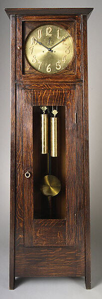 Tall Clock, Gustav Stickley (American, Osceola, Wisconsin 1858–1942 Syracuse, New York), Oak, brass, American