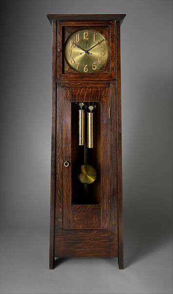 Tall Clock, Gustav Stickley (American, Osceola, Wisconsin 1858–1942 Syracuse, New York), Oak, brass, American 