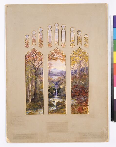 Suggestion for window in residence of Mr. L.D. Towle, Boston, Massachusetts, Louis C. Tiffany (American, New York 1848–1933 New York), Transparent and opaque watercolor and ink on paper, American