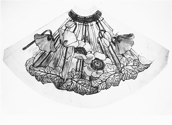 Design for a Poppy Lampshade, Louis C. Tiffany (American, New York 1848–1933 New York), Watercolor, graphite, black ink on paper, American
