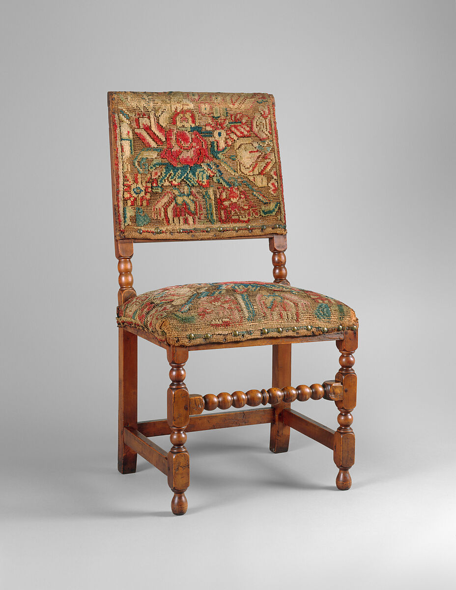 Turkey-work chair, Maple, oak, American