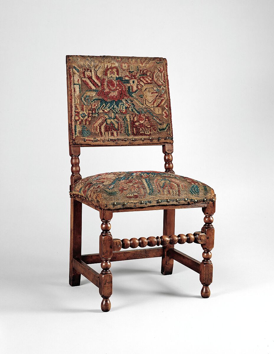 Turkey-work chair, Maple, oak, American 