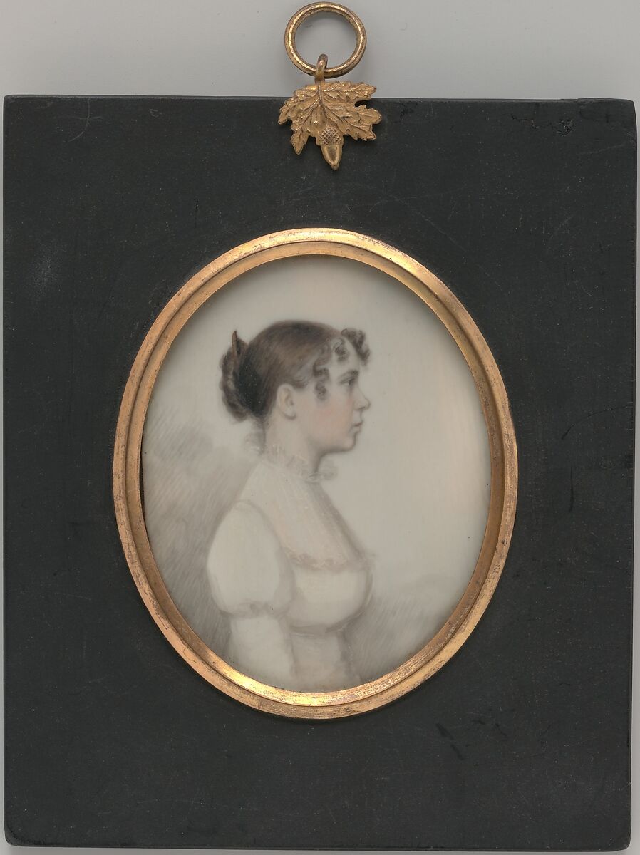 Portrait of a Lady, William P. Sheys (active 1813–21), Watercolor on ivory, American 