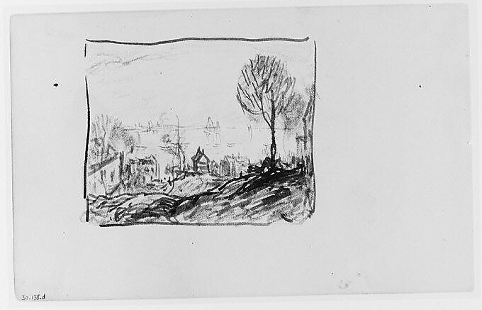View of (Long Island?) Sound from Hill Top (from Sketchbook), Henry Ward Ranger (American, Syracuse, New York 1858–1916 New York), Graphite, ink, on paper, American 