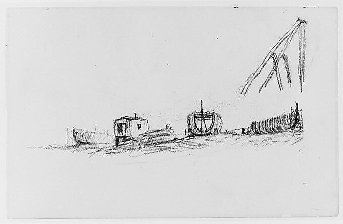 Shipyard (from Sketchbook), Henry Ward Ranger (American, Syracuse, New York 1858–1916 New York), Graphite, ink, on paper, American 