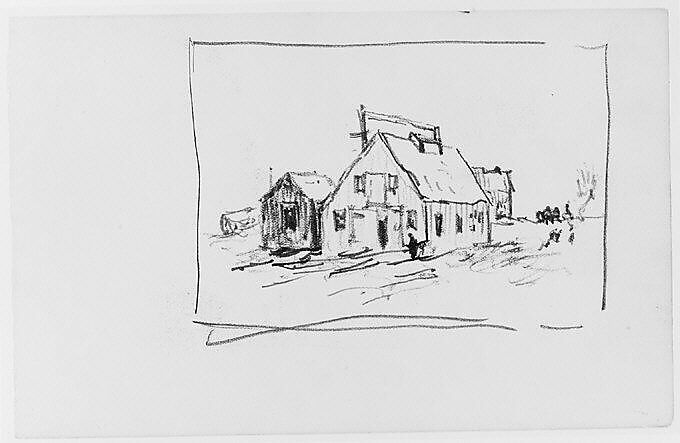 Shipyard in Connecticut (from Sketchbook), Henry Ward Ranger (American, Syracuse, New York 1858–1916 New York), Graphite, ink, on paper, American 