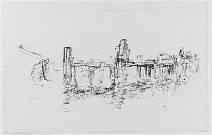 Dock Study (from Sketchbook), Henry Ward Ranger (American, Syracuse, New York 1858–1916 New York), Graphite, ink, on paper, American 