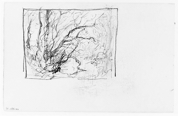 Trees in Wood (from Sketchbook), Henry Ward Ranger (American, Syracuse, New York 1858–1916 New York), Graphite, ink, on paper, American 