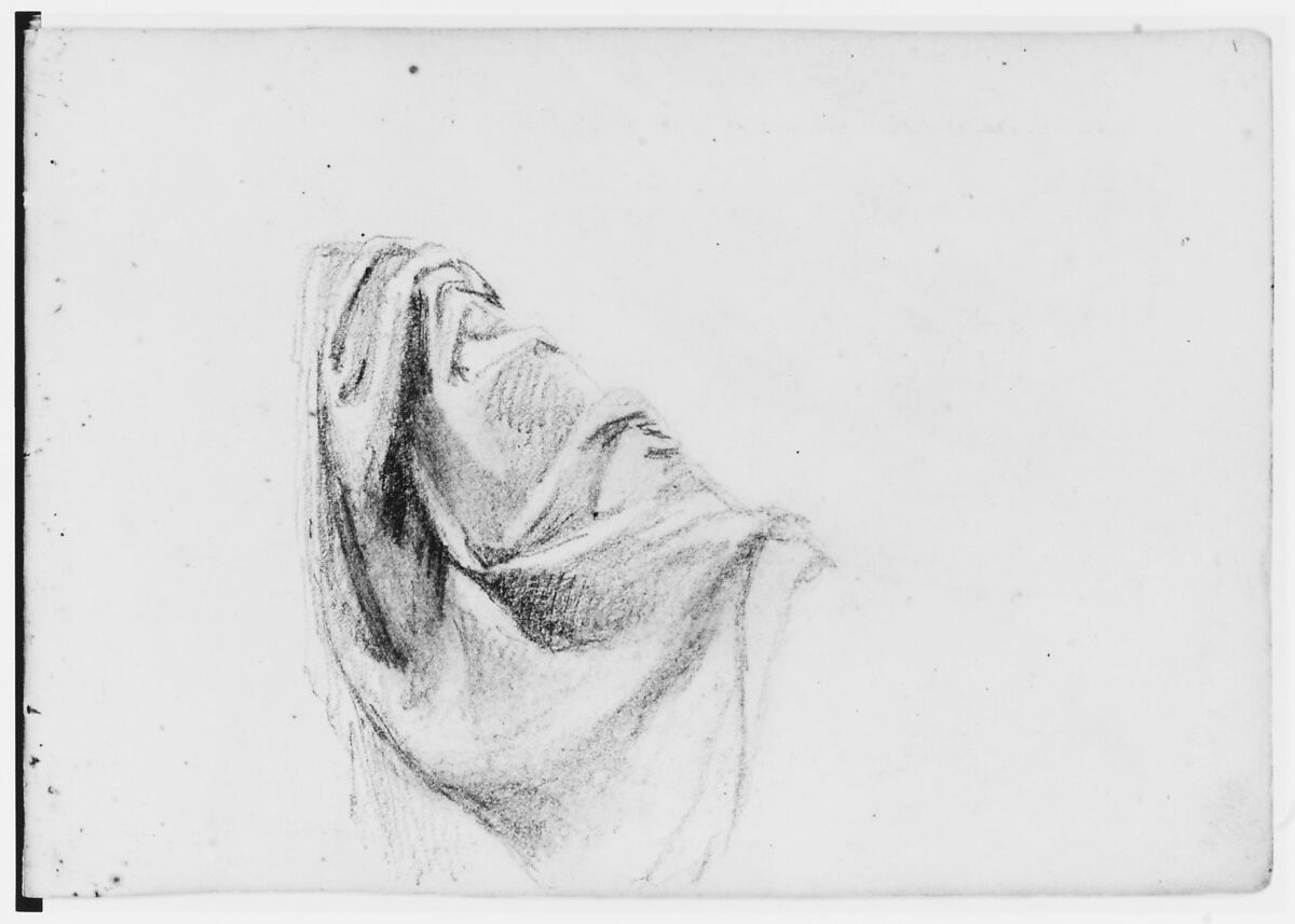 Drapery Study (from Sketchbook), Asher Brown Durand (American, Jefferson, New Jersey 1796–1886 Maplewood, New Jersey), Graphite on paper, American 